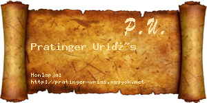 Pratinger Uriás névjegykártya